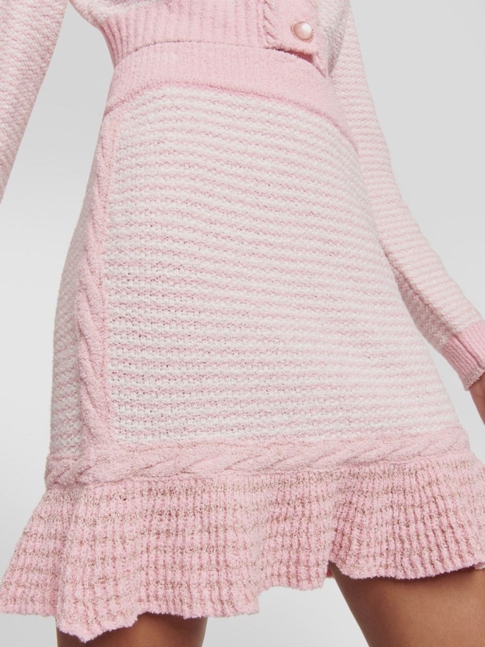 LoveShackFancy The Heiress Pastel Pink Textured Knit Skirt